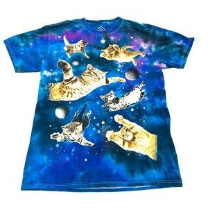DOM Cats Graphic Tie Dye T-shirt Size L